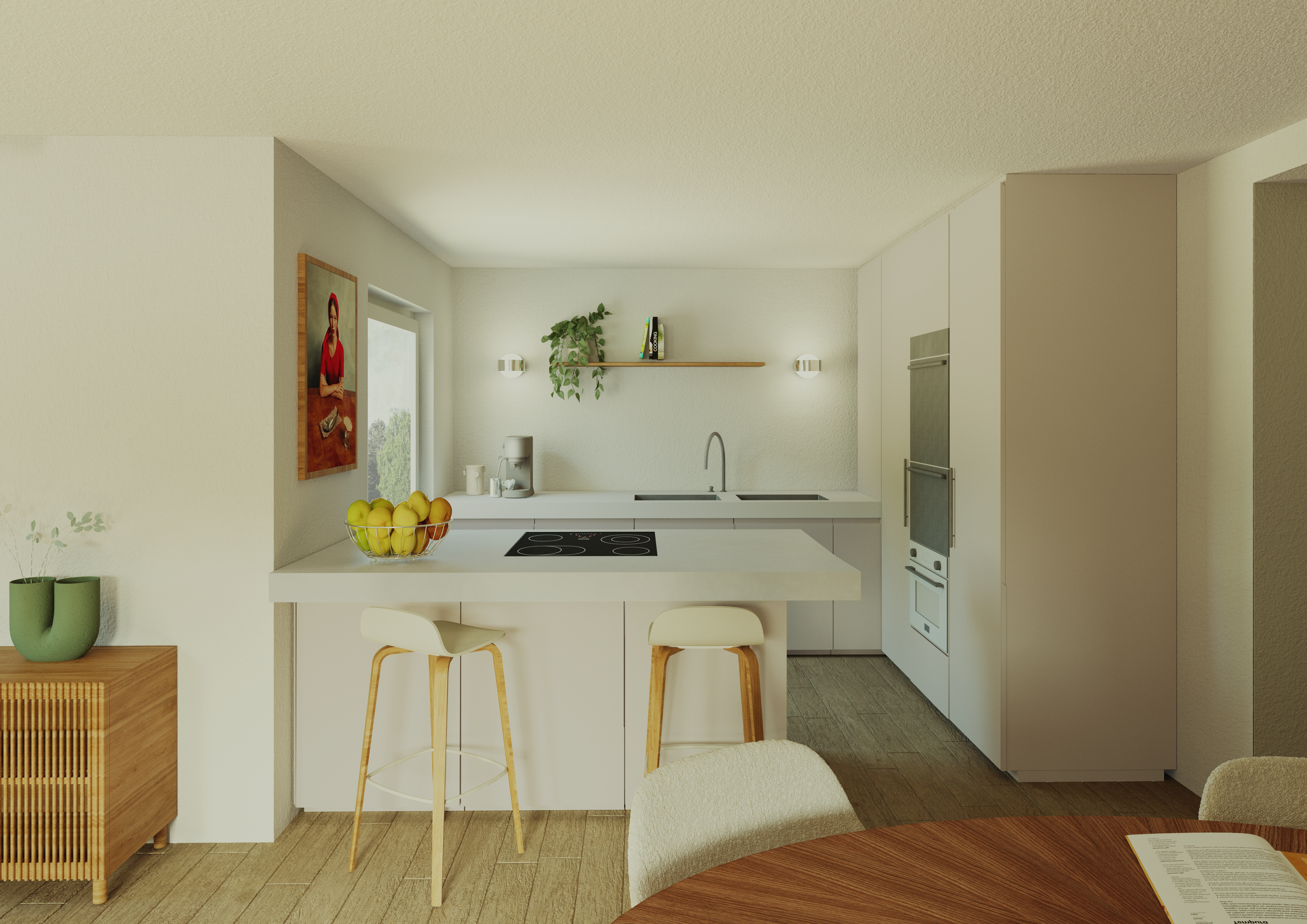 HW7_Bild 03__Kochen_Blick vom Esstisch